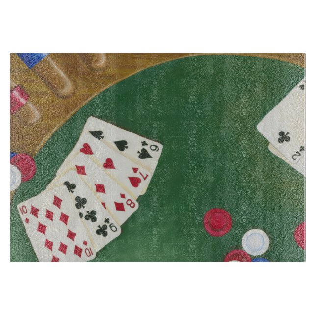 Winning Poker Hand Six Through Ten Cutting Board (Front)