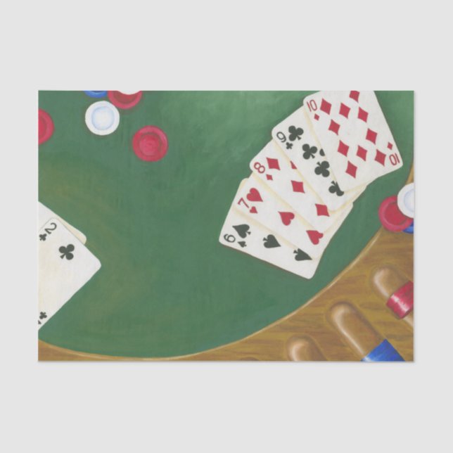 Winning Poker Hand Six Through Ten Tissue Paper (Front)