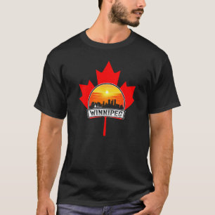 Winnipeg Canada Maple Leaf Canadian City Skyline S T-Shirt