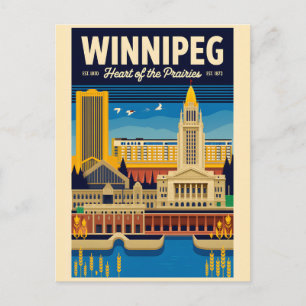 Winnipeg Canada Retro Travel Poster Art Postcard