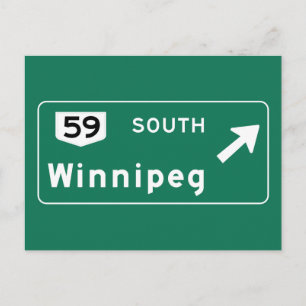 Winnipeg, Canada Road Sign Postcard