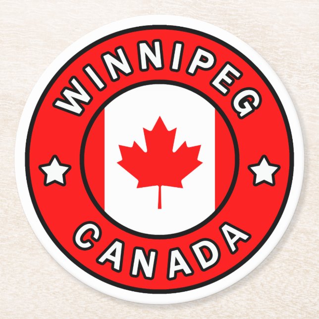 Winnipeg Canada Round Paper Coaster (Front)