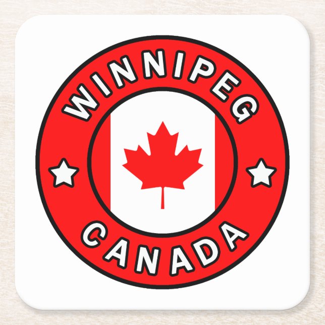 Winnipeg Canada Square Paper Coaster (Front)