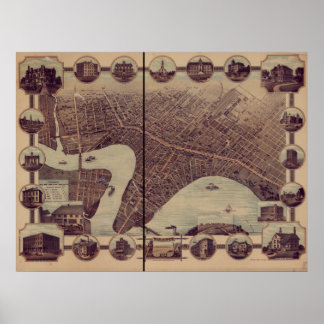 Winnipeg Manitoba 1884 Antique Panoramic Map Poster