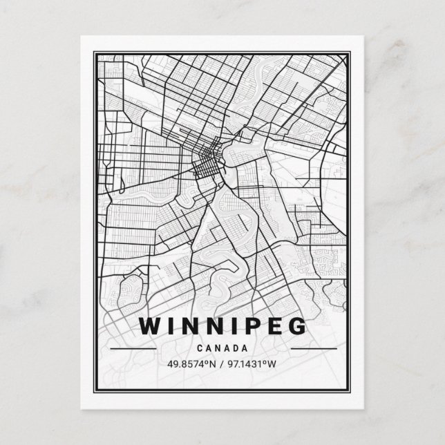 Winnipeg Manitoba Columbia Canada Travel City Map Postcard (Front)