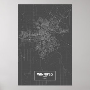 Winnipeg, Manitoba (white on black) Poster