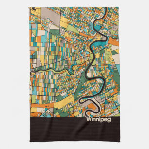 Winnipeg Map/black Tea Towel