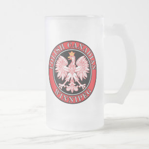 Winnipeg Polish Canadian Eagle Frosted Glass Beer Mug