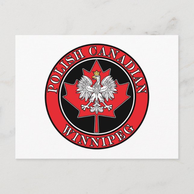 Winnipeg Round Polish Canadian Leaf Postcard (Front)