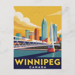 Winnipeg Skyline Canada Vintage Art Postcard
