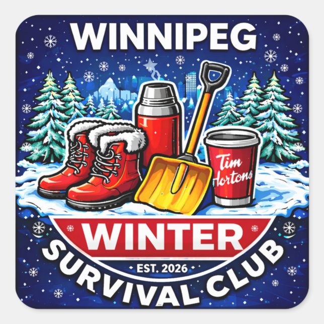 Winnipeg Winter Survival Club – Timmies Square Sticker (Front)