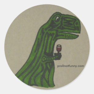 wino dino classic round sticker