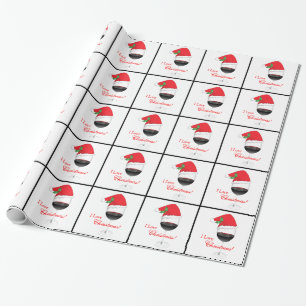 Wino I Love Christmas Wine Glass Santa Hat Funny Wrapping Paper