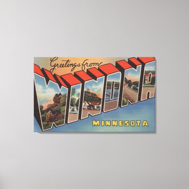 Winona, Minnesota - Large Letter Scenes Canvas Print (Front)