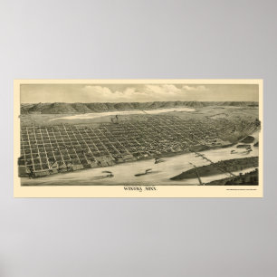 Winona, MN Panoramic Map - 1889 Poster