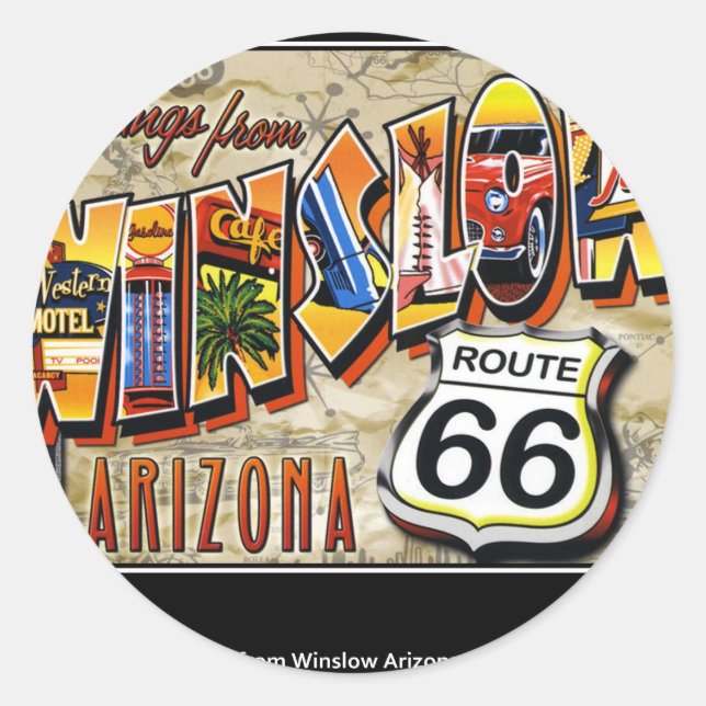winslow arizona classic round sticker (Front)