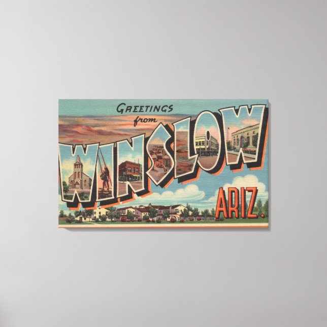 Winslow, Arizona - Large Letter Scenes Canvas Print (Front)