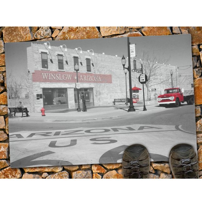 Winslow Arizona Route 66 Red Splash Photo Doormat (Creator Uploaded)