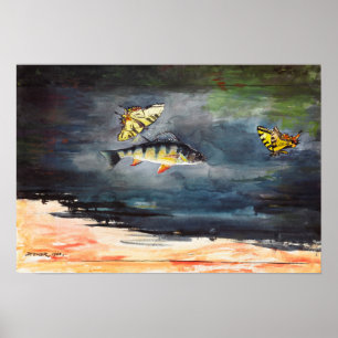 Winslow Homer art - Fish and Butterflies Poster