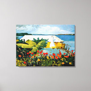 Winslow Homer art: Flower Garden and Bungalow Canvas Print