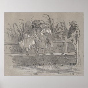 Winslow Homer - Children Sitting on a Fence Poster