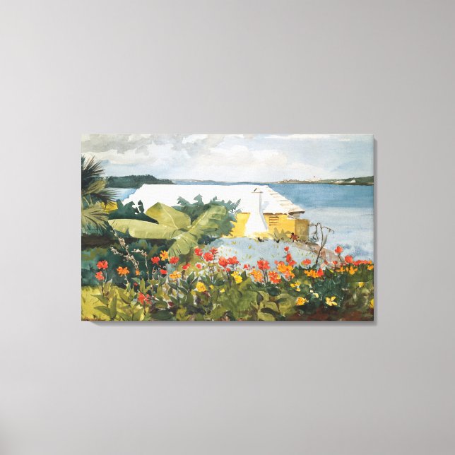 Winslow Homer Flower Garden and Bungalow Bermuda Canvas Print (Front)
