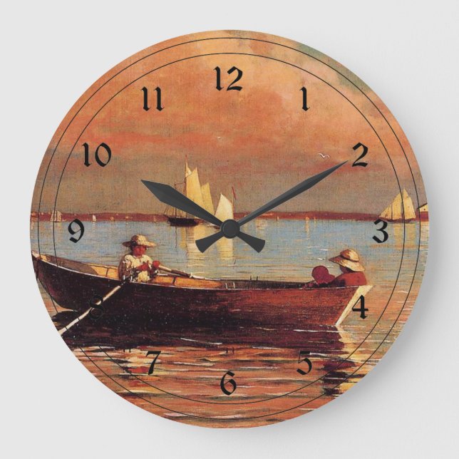 Winslow Homer: Glouchester Harbour, 1873, artwork Large Clock (Front)