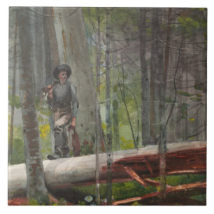 Winslow Homer - Hunter in the Adirondacks Tile