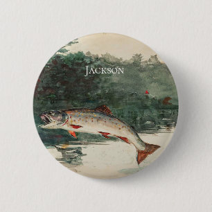 Winslow Homer Leaping Trout 6 Cm Round Badge