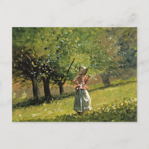 Winslow Homer painting, Girl with Hay Rake Postcard
