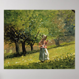 Winslow Homer painting, Girl with Hay Rake Poster