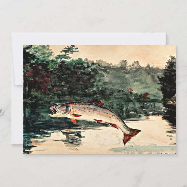 Winslow Homer painting, Leaping Trout, Holiday Card (Front)
