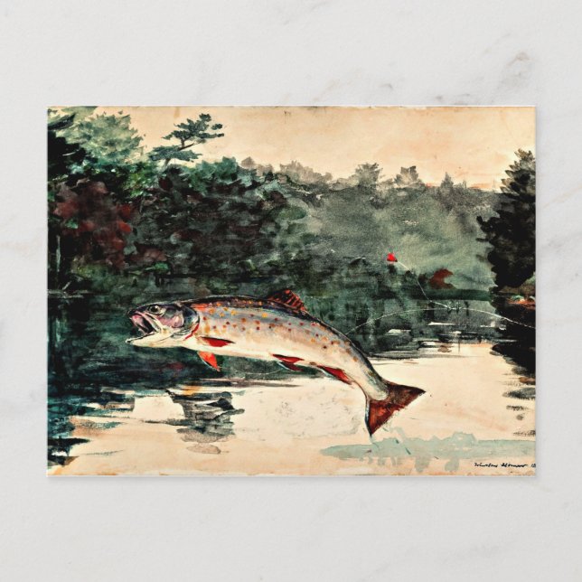 Winslow Homer painting, Leaping Trout Postcard (Front)