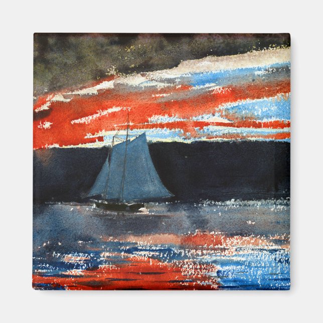 Winslow Homer Schooner at Sunset Magnet (Front)
