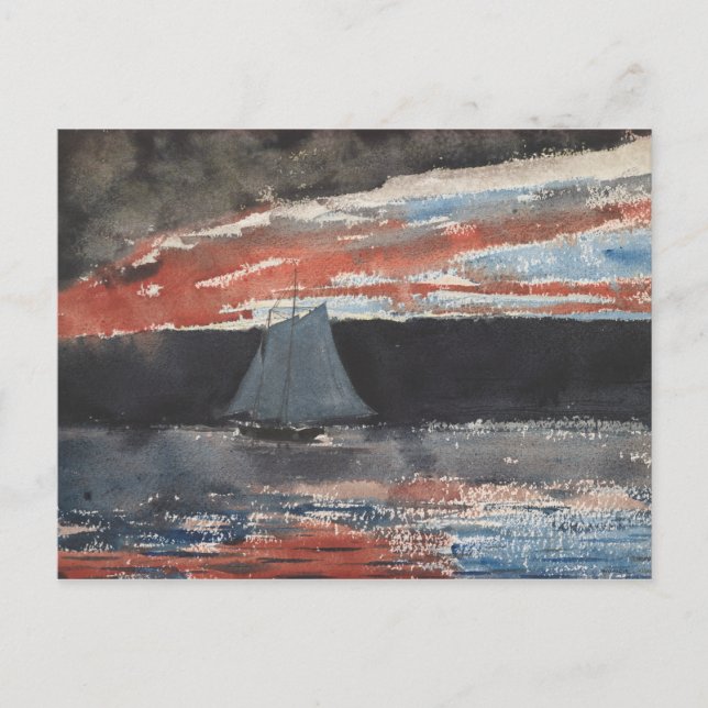 Winslow Homer - Schooner at Sunset Postcard (Front)
