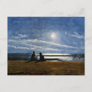 Winslow Homer watercolor, Moonlight, Postcard