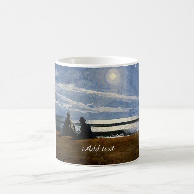 Winslow Homer watercolor, Moonlight, TEMPLATE, Coffee Mug (Center)