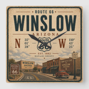 Winslow Vintage Americana Road Trip Square Wall Clock