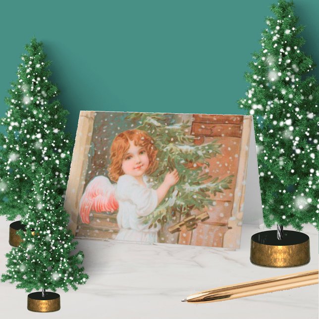 Winsome Angel with Christmas Tree Card (Creator Uploaded)