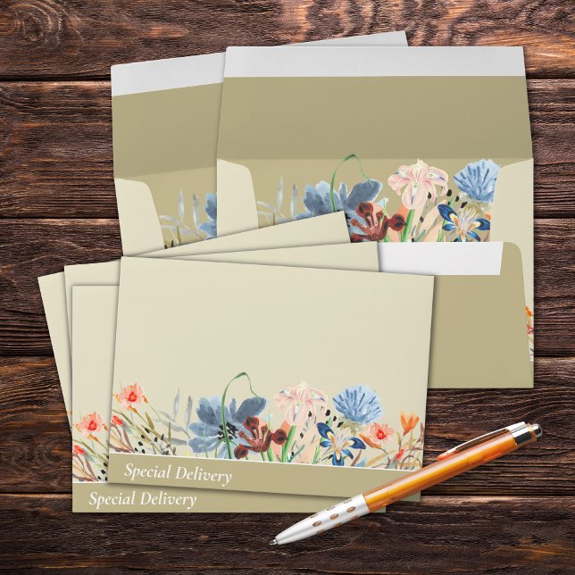 Winsome Wildflower Wedding Suite Envelope (Beige) (Creator Uploaded)