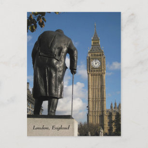 Winston Churchill and Big Ben Postcard, London Postcard