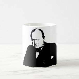 Winston Churchill -- Black and White Coffee Mug