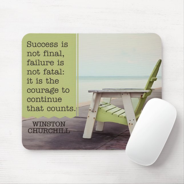 Winston Churchill "Courage" Inspirational Quote Mouse Mat (With Mouse)