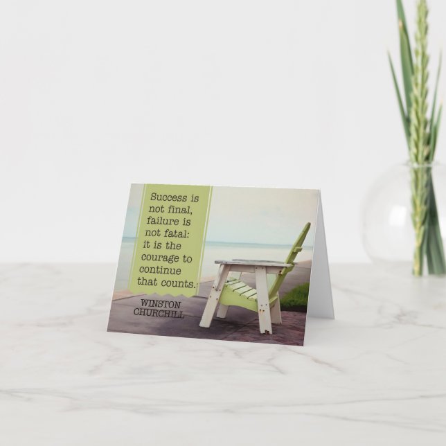 Winston Churchill "Courage" Inspirational Quote Thank You Card (Front)