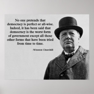 Winston Churchill Democracy Quote Poster