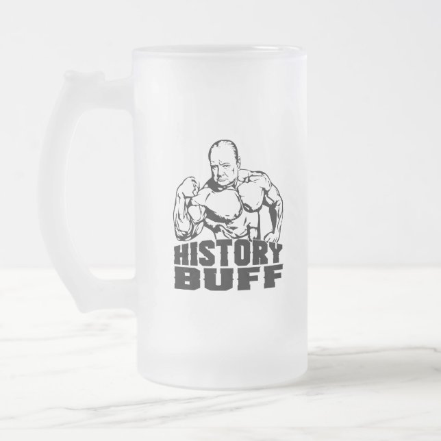Winston Churchill History Buff Beer Pint Glass Frosted Glass Beer Mug (Left)