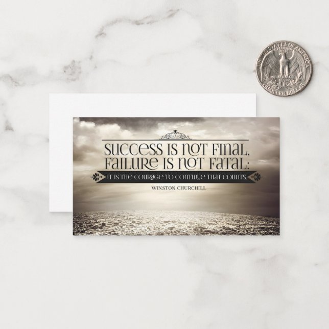 Winston Churchill Inspirational Quote "Courage" Card (Front/Back In Situ)