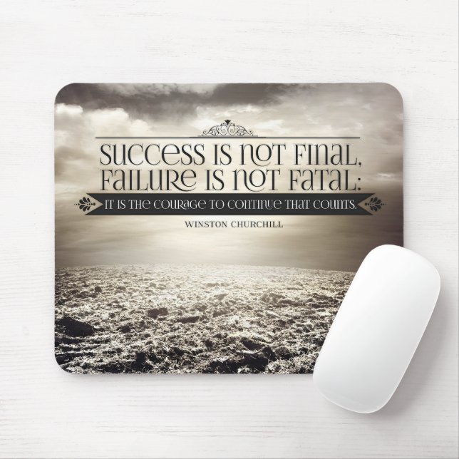 Winston Churchill Inspirational Quote "Courage" Mouse Mat (With Mouse)
