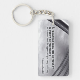 Winston Churchill Inspirational Quote Opportunity Key Ring