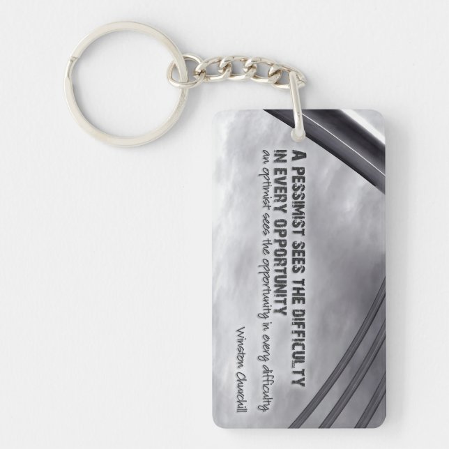 Winston Churchill Inspirational Quote Opportunity Key Ring (Front)